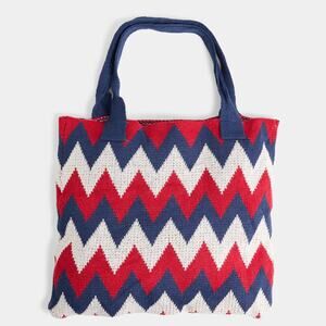 Patriotic Americana Red White Blue Chevron Knit Shopper Tote